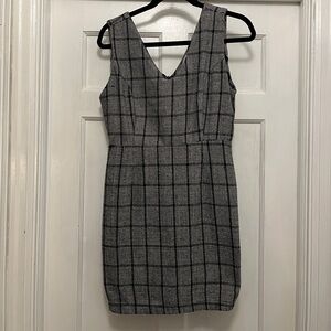 FAVLUX Black and Gray Plaid Mini Dress